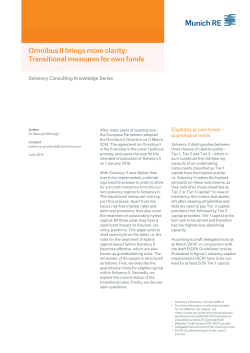 Omnibus II brings more clarity: Transitional measures for own funds