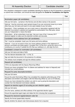 NI Assembly Election Candidate checklist