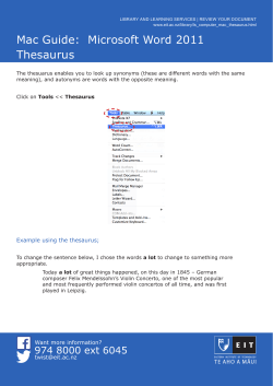 Mac Guide: Microsoft Word 2011 Thesaurus
