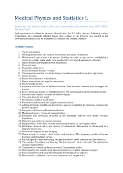 Exam topics for the oral examination - physics (1st semester)