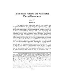 Invalidated Patents and Associated Patent Examiners