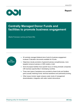 Centrally Managed Donor Funds and Facilities to Promote Business