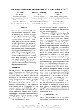 Improving evaluation and optimization of MT systems against MEANT
