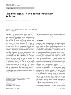 Transfer of bisphenol A from thermal printer paper