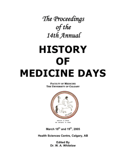 The Proceedings of the 14th Annual HISTORY OF MEDICINE DAYS