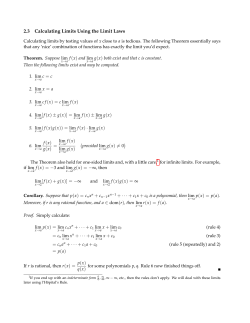 2.3 Calculating Limits Using the Limit Laws [f(x) &plusmn; g(x)]