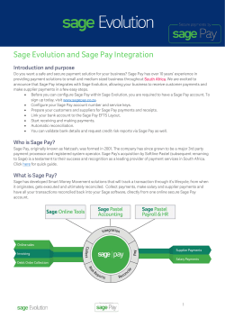 Sage Evolution and Sage Pay Integration - Softline PASTEL | e