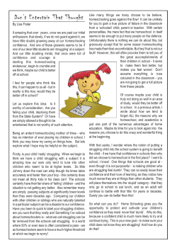 Don`t Entertain That Thought - South Island Home Educators