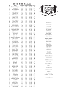 2016 Varsity Football Roster