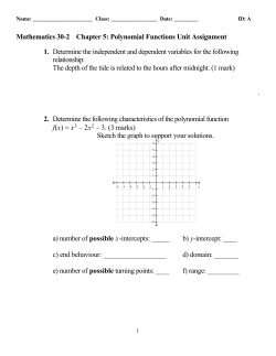 Ch. 5 Polynomials Unit Assignment