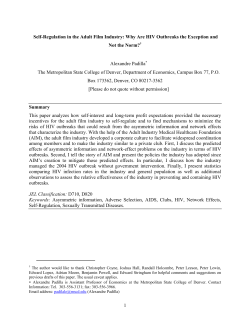 1 Self-Regulation in the Adult Film Industry: Why Are HIV Outbreaks