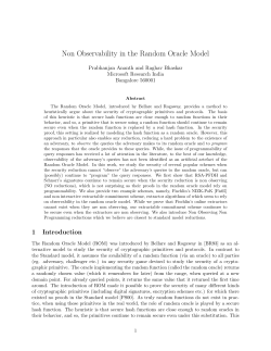 Non Observability in the Random Oracle Model