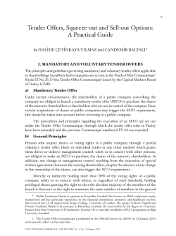 Tender Offers, Squeeze-out and Sell