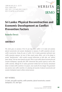 Sri Lanka: Physical Reconstruction and Economic
