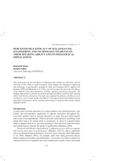 perceived self-efficacy of malaysian esl