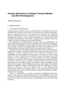 Teacher education in Finland: Current models and new developments