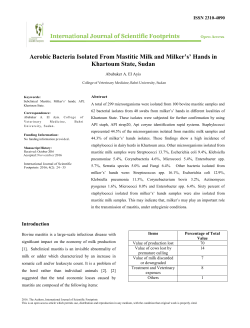 Aerobic Bacteria Isolated From Mastitic Milk and Milker`s` Hands in
