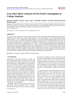 Cost and Calorie Analysis of Fast Food Consumption