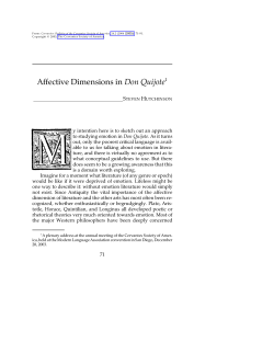 Affective Dimensions in Don Quijote - H-Net
