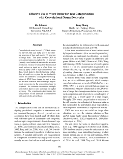 Effective use of word order for text categorization with convolutional