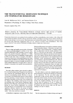 the transcendental meditation technique and temperature homeostasis