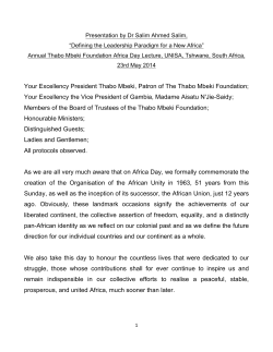 Thabo Mbeki Foundation Africa Day lecture