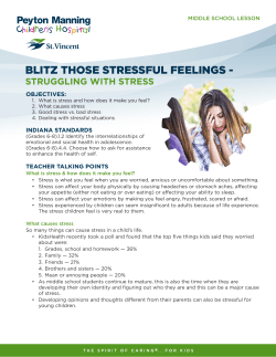 blitz those stressful feelings - Peyton Manning Children`s Hospital