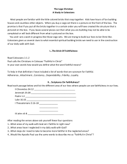 Colossians Study #1 - Oakes United Methodist Church