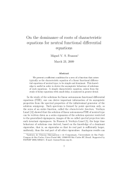 On the dominance of roots of characteristic equations - ICMC