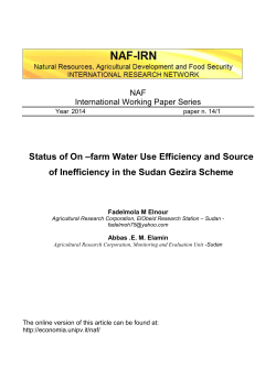 Status of On &ndash;farm Water Use Efficiency and Source of Inefficiency in