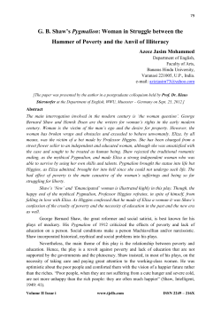 G. B. Shaw`s Pygmalion: Woman in Struggle between the Hammer