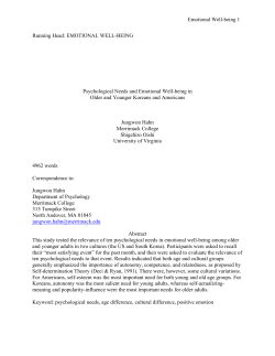 Emotional Well-being 1 Running Head - ITS