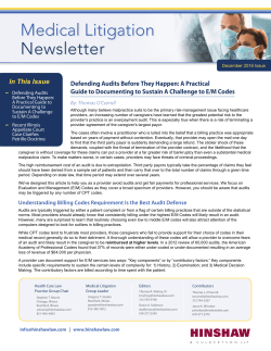 Medical Litigation Newsletter
