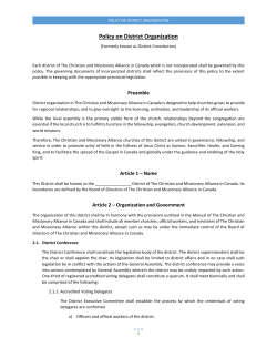 Policy on District Organization - The Christian and Missionary