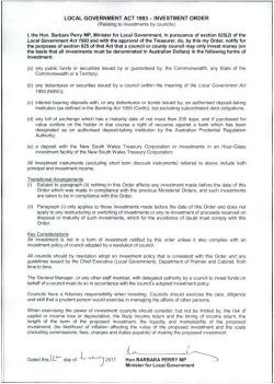 Investment Order - Office of Local Government