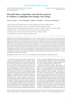 Ahead of print online version Dicyemid fauna composition and
