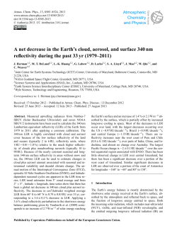 A net decrease in the Earth`s cloud, aerosol, and surface 340 nm
