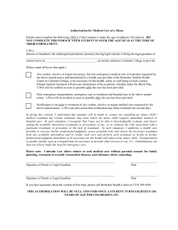 Authorization for Medical Care of a Minor