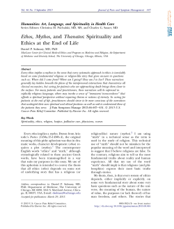 Ethos, Mythos, and Thanatos: Spirituality and Ethics at the End of Life