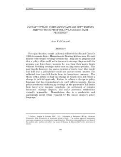 CAVEAT SETTLOR: INSURANCE COVERAGE SETTLEMENTS
