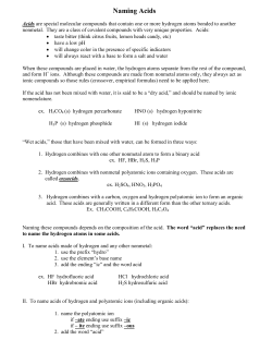Naming Acids - Walton High
