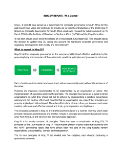 PRACTICES PRINCIPLES GOVERNANCE OUTCOMES