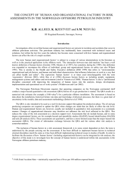 the concept of `human and organizational factors` in risk