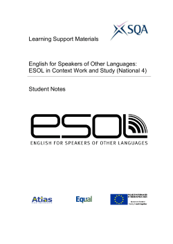 ESOL National 4 In Context Work and Study Student Notes