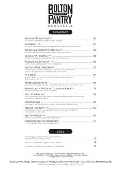 MENU - Bolton Street Pantry