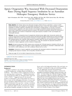 Apneic Oxygenation Was Associated With Decreased Desaturation