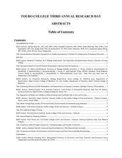 TOURO COLLEGE THIRD ANNUAL RESEARCH DAY ABSTRACTS