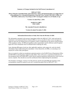 IMPAACT 2011 Summary of Changes from V1.0 to V2.0