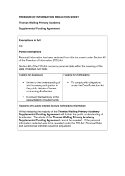 FREEDOM OF INFORMATION REDACTION SHEET Thomas