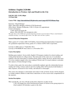 English 2120-006 Introduction to Fiction: Life and